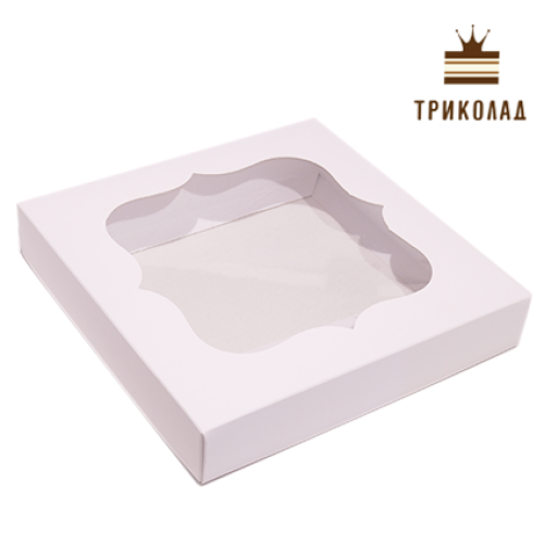 Коробка для пряників біла, з вікном, 200*200*35 мм, ТМ Cresco, 3 шт.