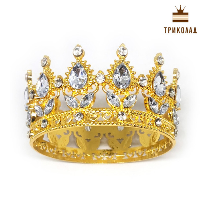 Корона середня Золото / Білий фіаніт D=80 H=45 мм (Китай) 1 шт. Корона середня Золото / Білий фіаніт D=80 H=45 мм (Китай) 1 шт.