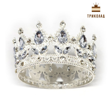 Корона середня Срібло / Білий фіаніт D=80 H=45 мм (Китай) 1 шт.