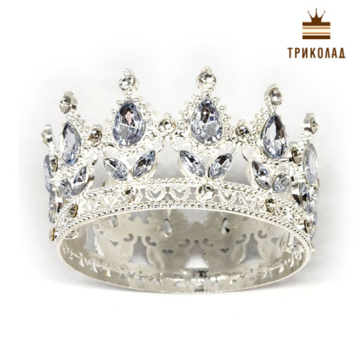 Корона середня Срібло / Білий фіаніт D=80 H=45 мм (Китай) 1 шт.