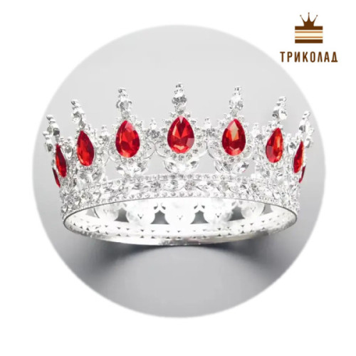 Корона середня Срібло / Рубін червоний D=80 H=45 мм (Китай) 1 шт.