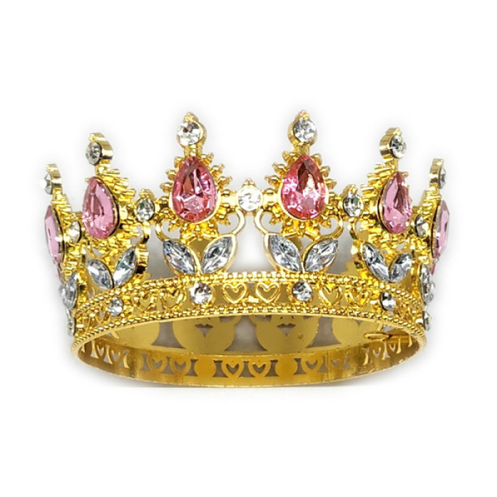 Корона середня Золото / Рожеві камні D=80 H=45 мм (Китай) 1 шт. Корона середня Золото / Рожеві камні D=80 H=45 мм (Китай) 1 шт.