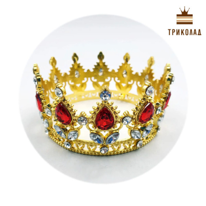 Корона середня Золото / Рубін червоний D=80 H=45 мм (Китай) 1 шт.