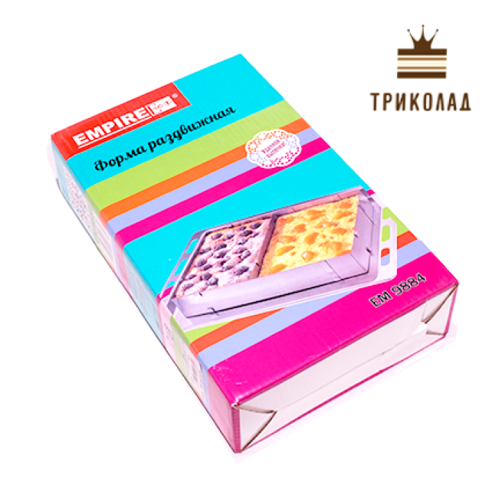 Форма розсувна прямокутна з 2-х секцій (від 274-525*185-340 мм, h 50 мм), Empire