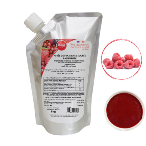 Пюре малини пастеризоване 10% цукру ТМ Fruits Rouges, 1 кг