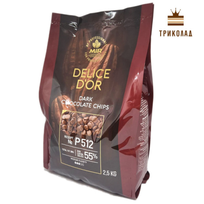 Шоколад чорний 55% диски Р512 ТМ Delice D'or (PIU 5535-01) пачка 2,5 кг Шоколад чорний 55% диски Р512 ТМ Delice D'or (PIU 5535-01) пачка 2,5 кг