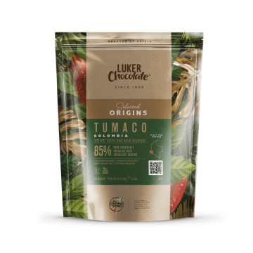 Шоколад екстра чорний кувертюр Tumaco 85% Luker Chocolate упаковка 2,5 кг
