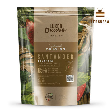 Шоколад чорний кувертюр Santander 65% Luker Chocolate пачка 2,5 кг