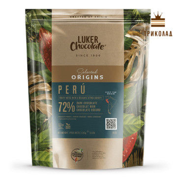 Шоколад екстра чорний кувертюр Peru 72% Luker Chocolate упаковка 2,5 кг