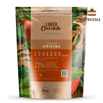 Шоколад екстра чорний кувертюр Ecuador 72% Luker Chocolate упаковка 2,5 кг