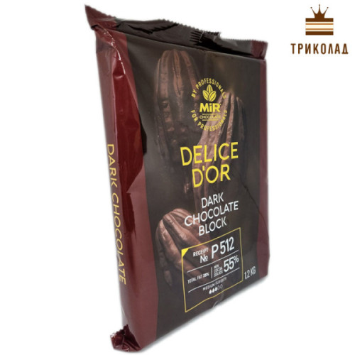 Шоколад чорний 55% диски Р512 ТМ Delice D'or шокоблок (плита) 1,2 кг