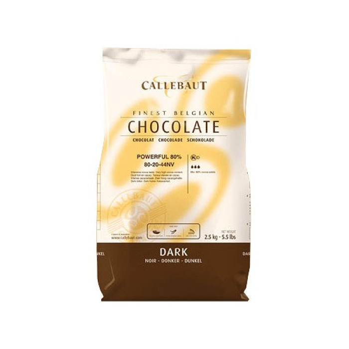 Шоколад-кувертюр чорний Callebaut Powerful 80% какао, калети 1 кг Шоколад-кувертюр чорний Callebaut Powerful 80% какао, калети 1 кг