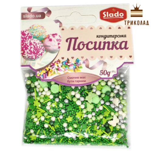 Солодка м'ята. Посипка-коктейль (П631) в пакеті, ТМ Сладо, Україна, нетто 50 г