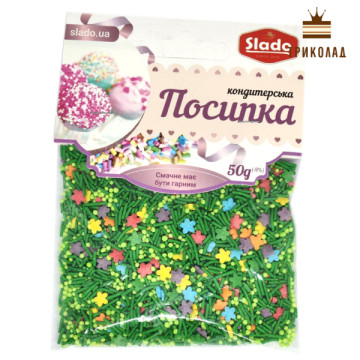Зелена галявина. Посипка-коктейль (П321) в пакеті, ТМ Сладо, Україна, нетто 50 г
