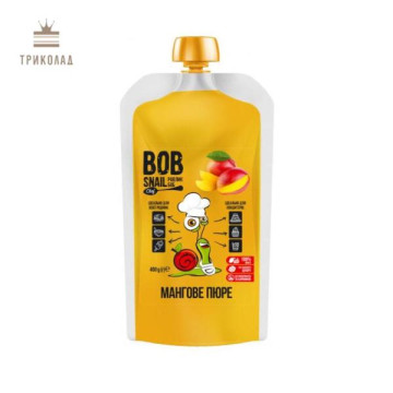 Манго, ТМ Bob Snail, фруктове пюре, пастеризоване, без цукру, 400 г