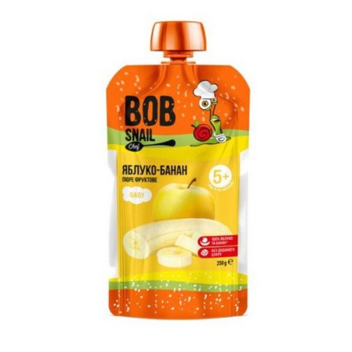 Яблуко-Банан, TM Bob Snail, фруктове пюре пастеризоване, без цукру, 250 г