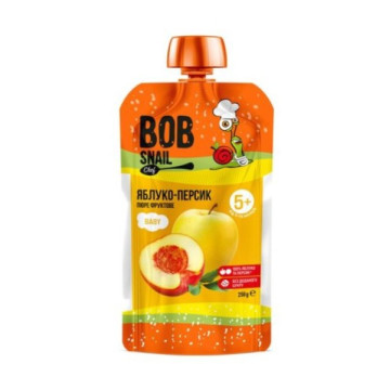 Яблуко-Персик, TM Bob Snail, фруктове пюре пастеризоване, без цукру, 250 г