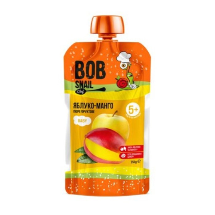 Яблуко-Манго, ТМ Bob Snail, фруктове пюре пастеризоване, без цукру, 250 г