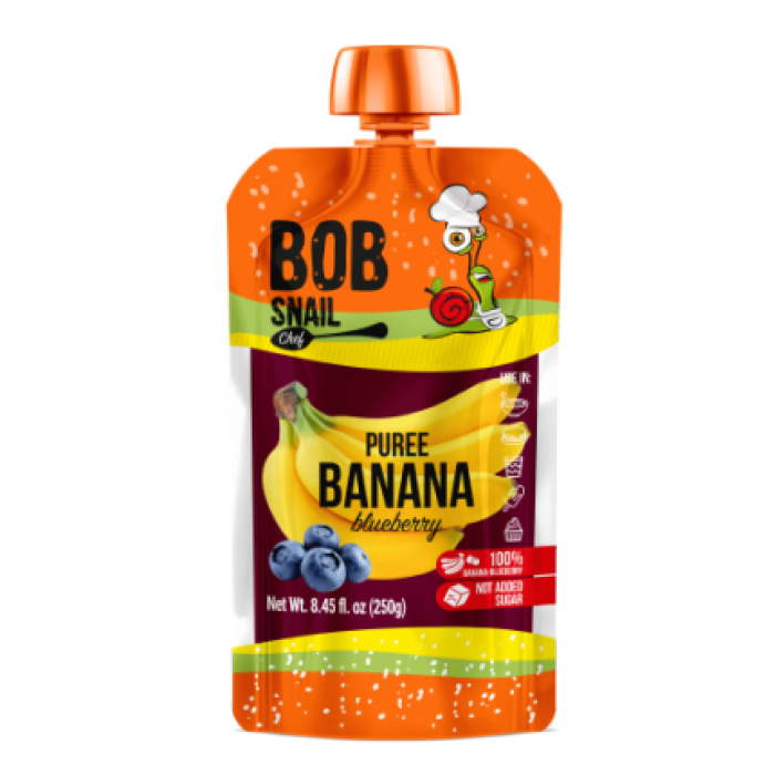 Банан - чорниця. TM Bob Snail, фруктове пюре пастеризоване, без цукру, 250 г