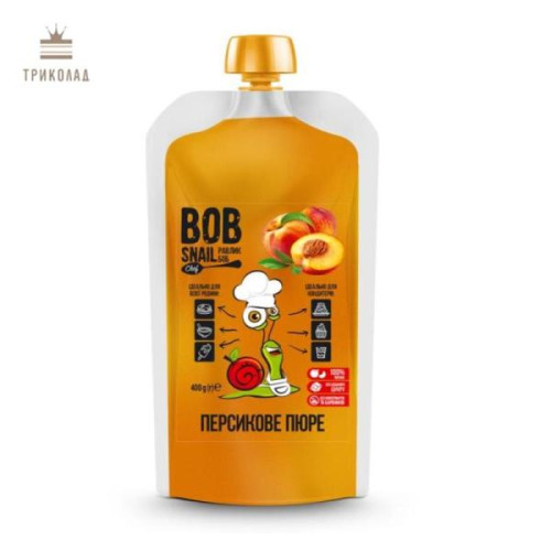 Персик, ТМ Bob Snail, фруктове пюре, пастеризоване, без цукру, 400 г