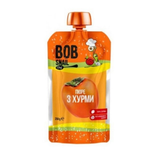 Хурма, TM Bob Snail, фруктове пюре, пастеризоване, без цукру, 250 г