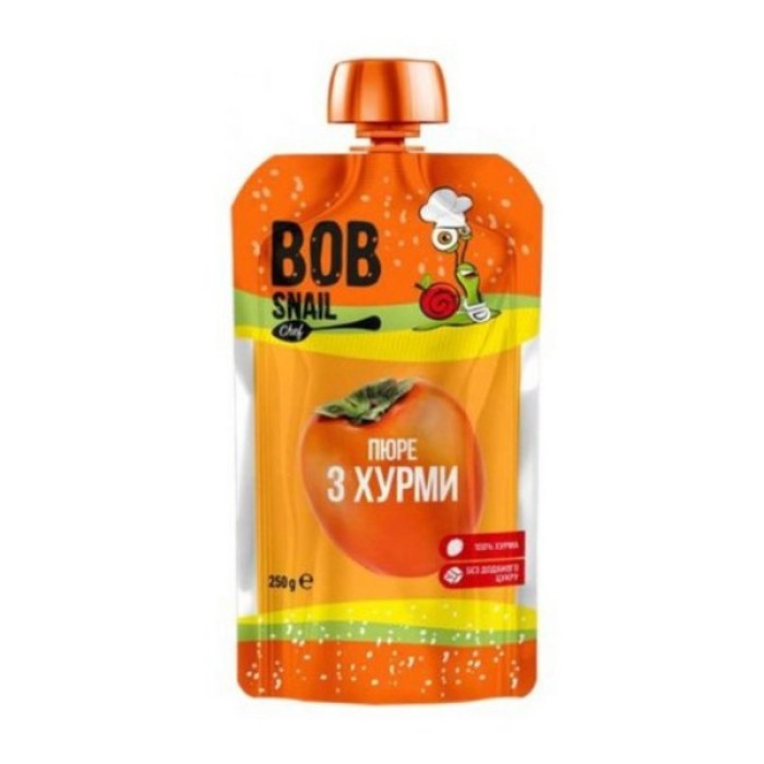 Хурма, TM Bob Snail, фруктове пюре, пастеризоване, без цукру, 250 г
