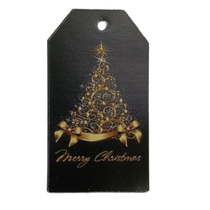 Бірка Золота ялинка (Merry Christmas) 50*90 мм, 8 шт Бірка Золота ялинка (Merry Christmas) 50*90 мм, 8 шт