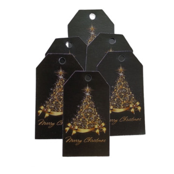 Бірка Золота ялинка (Merry Christmas) 50*90 мм, 8 шт