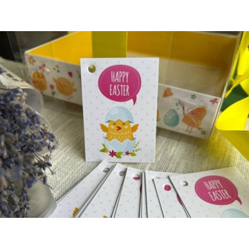 Бірка Happy Easter (курча) 50х70 мм, 10шт, VTP