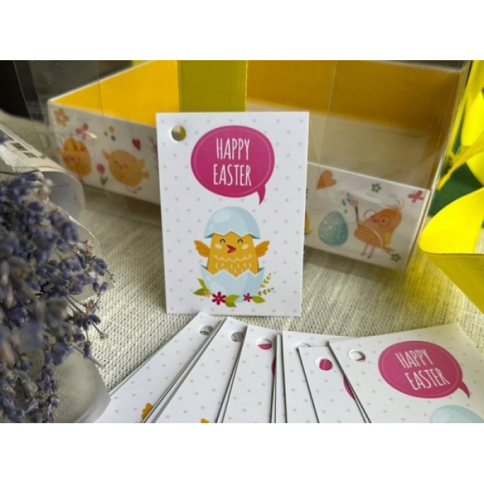 Бірка Happy Easter (курча) 50х70 мм, 10шт, VTP Бірка Happy Easter (курча) 50х70 мм, 10шт, VTP