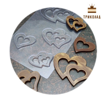 Серця парами (3 ел.) + серце (1 ел.) Форма пластикова C-0075. Україна, 1 шт.