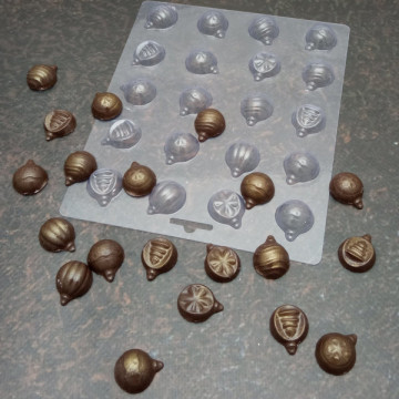 Ялинкові кульки міні 2,5 см (20 од). Форма пластикова для шоколаду G-0039, 1 шт.