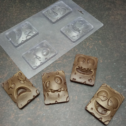 Емодзі Спанч / Губка Боб. Пластикова форма для шоколаду, 1 шт.