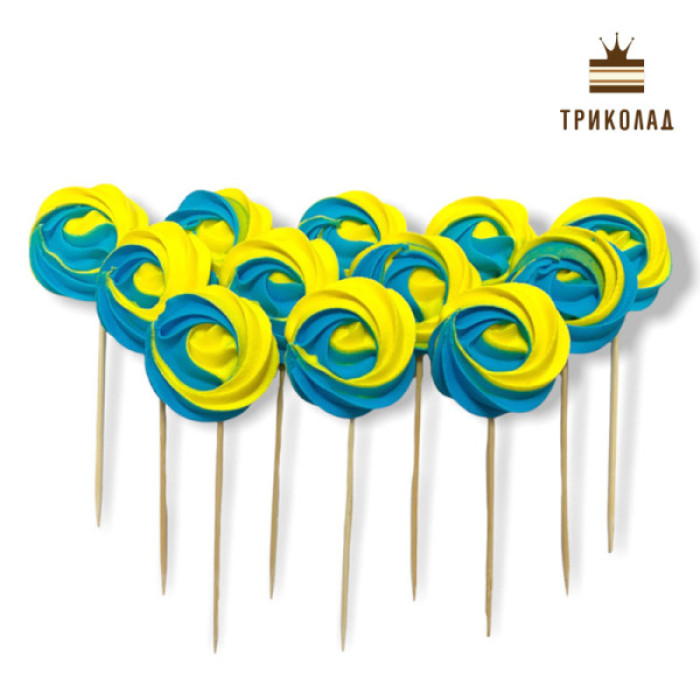 Мікс жовто-блакитний. Безе D=50 мм. Набір 12 ел. ТМ Сладо, Україна Мікс жовто-блакитний. Безе D=50 мм. Набір 12 ел. ТМ Сладо, Україна
