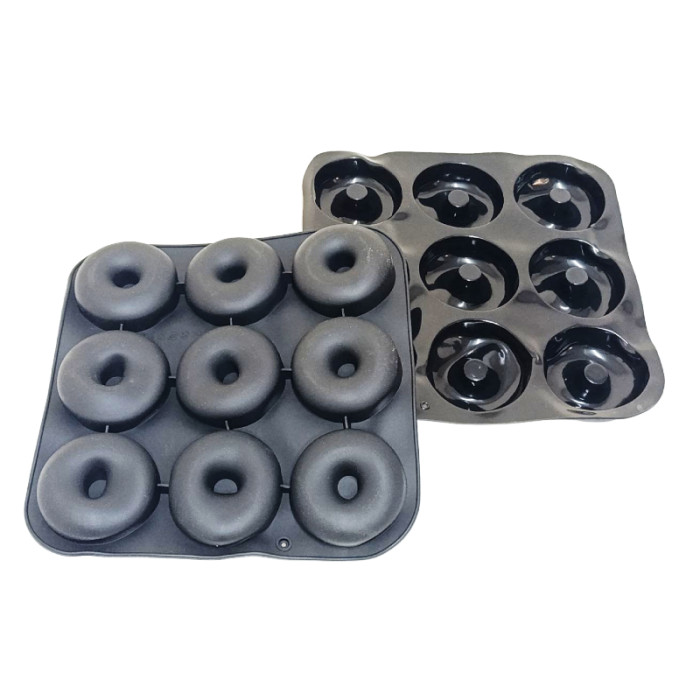Пончик Donuts D=80 H=28 мм (9 чарунок). Форма силіконова, планшет 285 х 280 х 28 мм. Китай, 1 шт. 