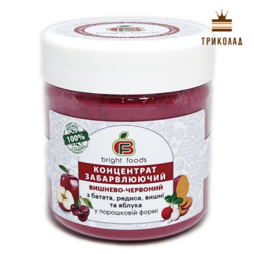 Вишнево-червоний порошковий харчовий барвник натуральний ТМ Bright Foods, Україна, 50 г