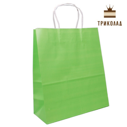 Паперовий пакет з ручками 25*33*12 см салатовий, 4 шт.