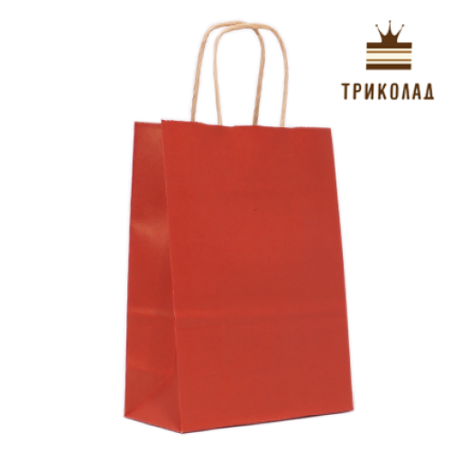 Пакет паперовий з ручками 16*22*8 см теракотовий, 5 шт.