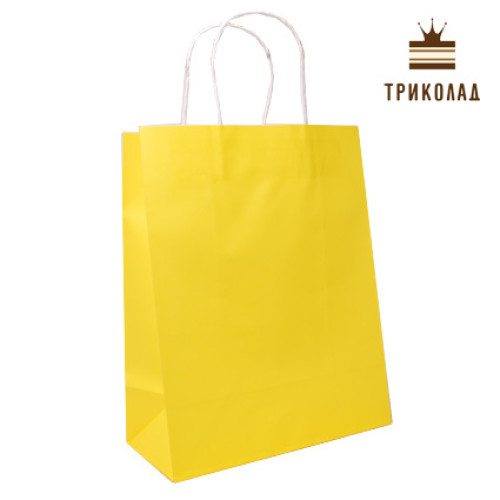 Пакет паперовий з ручками 26*33*12 см жовтий, 4 шт.