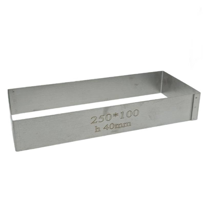 Форма кондитерська прямокутна 250 х 100 х H40 мм з неіржавної сталі, Україна, 1 шт.