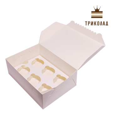 Коробка для 6 капкейків, 25,5*18*9 см, біла без вікна, 3 шт