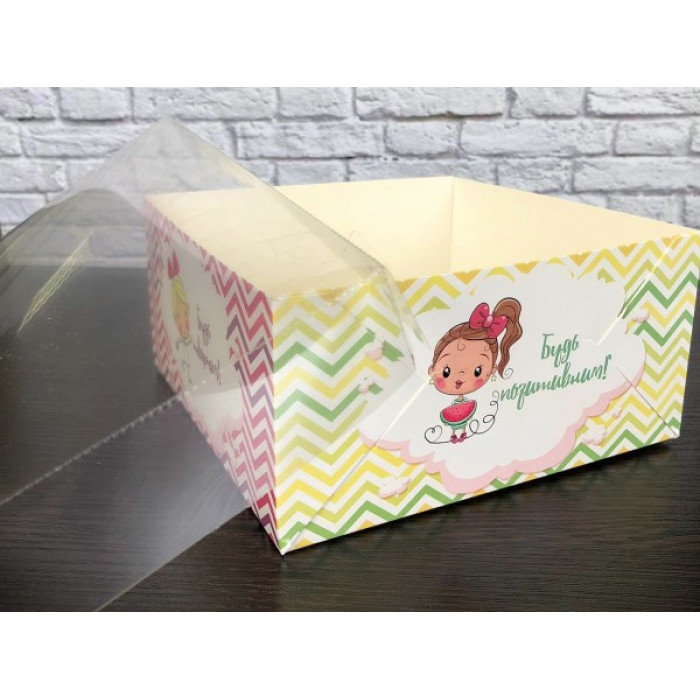 Коробка на 4 капкейки 16*16*8 см кольорова Коробка на 4 капкейки 16*16*8 см кольорова