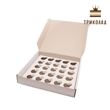 Коробка для міні кексів на 25 шт. 260*255*45 мм, 3 шт.