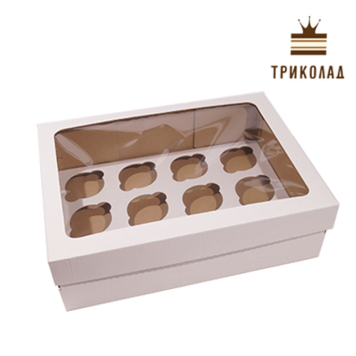 Коробка на 12 капкейків мікрогофрокартон вікно 35*25*11 см, біла, LP, 3 шт. Коробка на 12 капкейків мікрогофрокартон вікно 35*25*11 см, біла, LP, 3 шт.