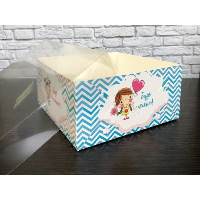 Коробка на 4 капкейки 16*16*8 см кольорова Коробка на 4 капкейки 16*16*8 см кольорова