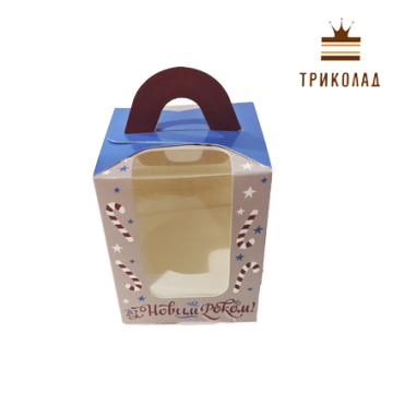 Коробка на 1 капкейк з вікном у двох площинах (8,2*8,2, h10), 