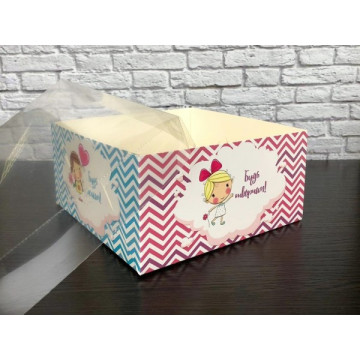 Коробка на 4 капкейки 16*16*8 см кольорова 
