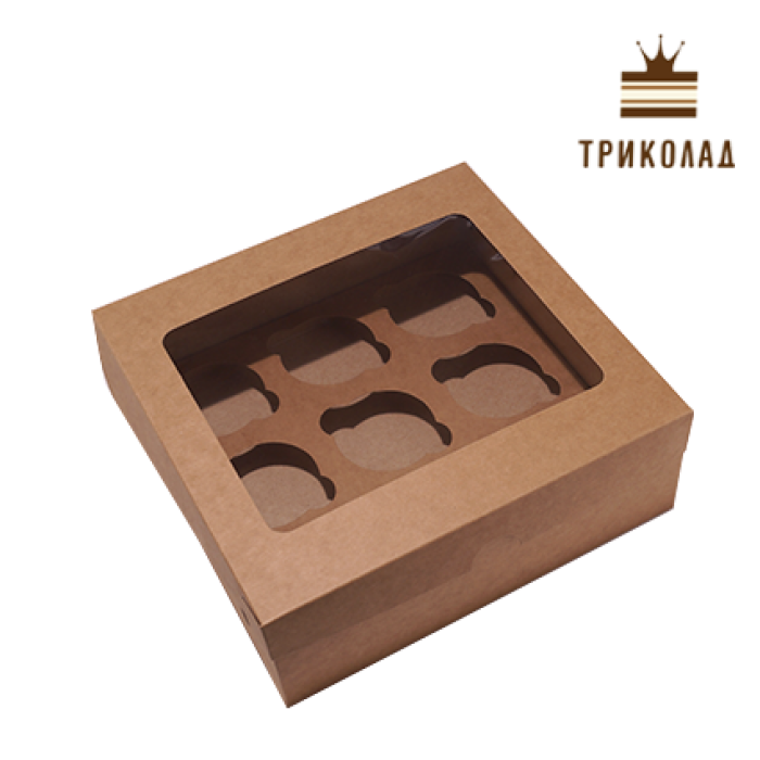 Коробка на 9 капкейків із вікном, 240*250*90 мм крафт, LP, 3 шт. Коробка на 9 капкейків із вікном, 240*250*90 мм крафт, LP, 3 шт.