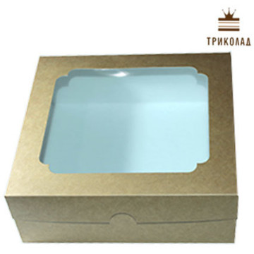 Коробка для 9 капкейків з вікном крафт, 25*24*9 см, 3 шт.