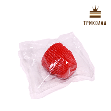 Тарталетка для цукерок червона d-30 мм, h-24 мм (упаковка), 50 шт.